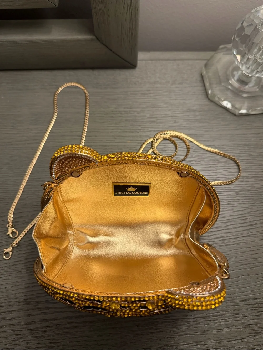 Christal Couture Tiger Full Bling Crystal Rhinestone Evening Clutch Purse Bag